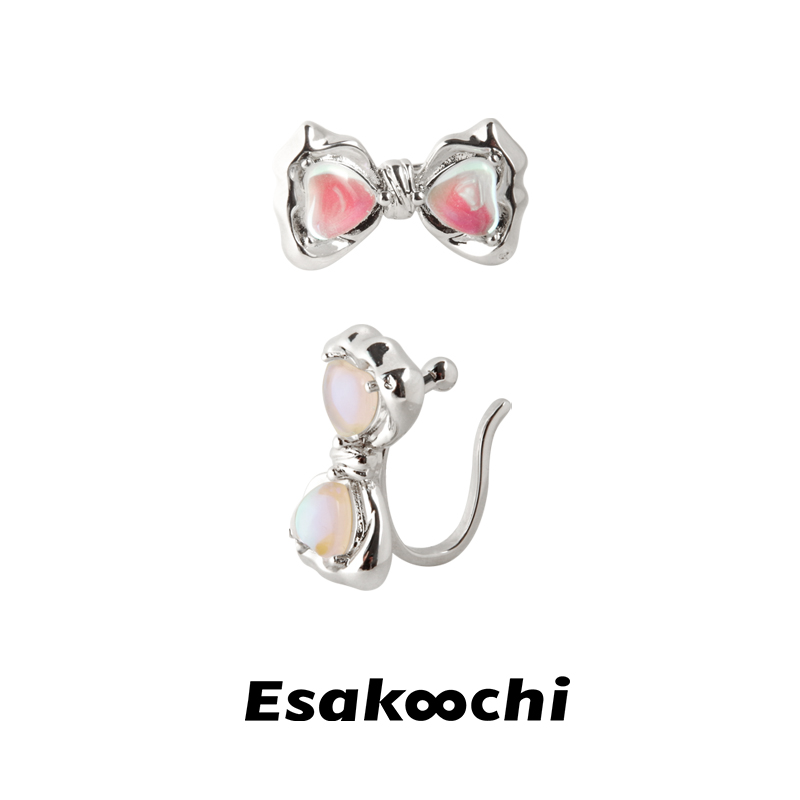 幻彩爱心蝴蝶结耳骨夹气质甜美