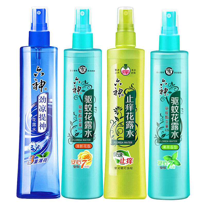 六神花露水小支80ml三重薄荷蓝色劲凉驱蚊户外随身小瓶6神花路水