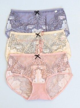 2条CYN 创雅诺蕾丝性感女内裤67033锦纶提花网纱中腰舒适女平角裤