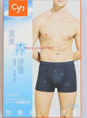 2条价 CYN创雅诺兰精莫代尔面料男内裤83103柔软透气吸汗男平角裤