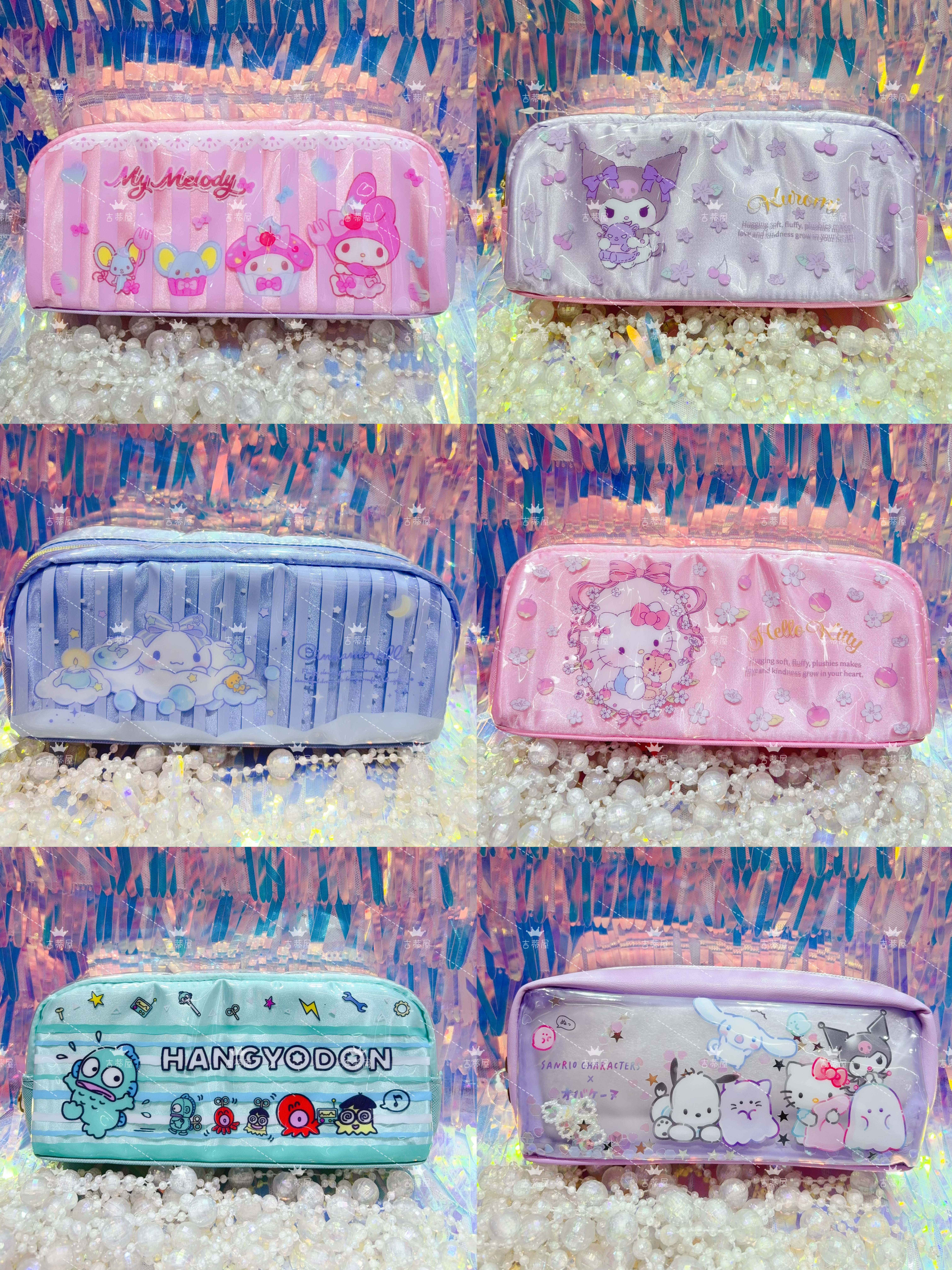 现货 港版Sanrio双面胶笔袋內有2格Kitty/Melody双层拉链笔袋文具