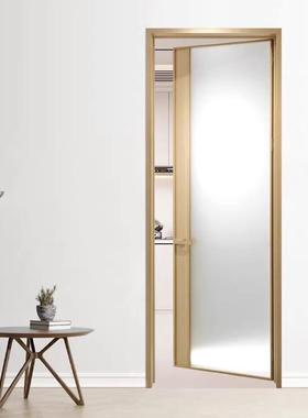 原木风极窄卫生间厨房厕所书房平开门浴室玻璃门钛镁铝合金极简门