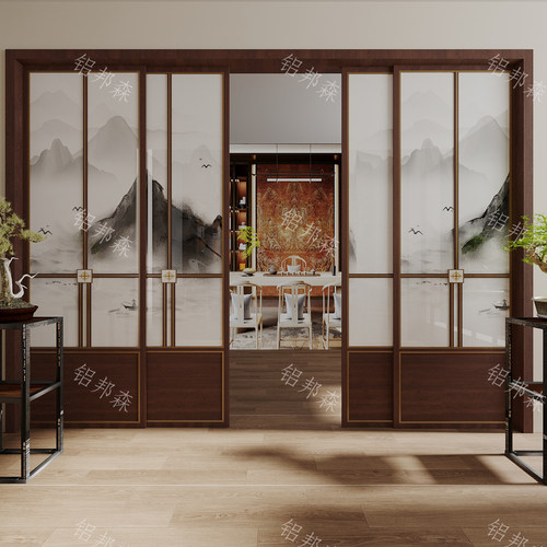 阳台卧室玻璃推拉门完美系统三联动吊轨平移门开放式厨房隔断门