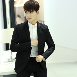 新款 西服职业正装 小西装 男外套修身 男青年休闲双扣西装 2018秋季