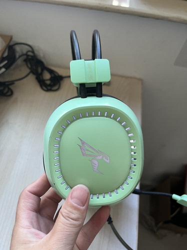 硕美科G239W电竞耳机 绿色 头戴式 USB接口 7.1声道 长麦二手