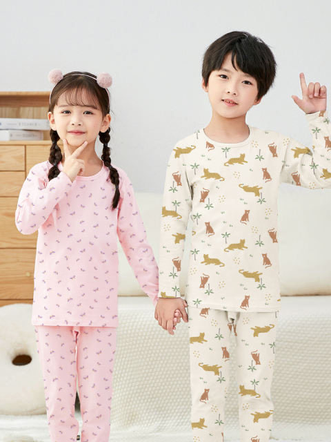 LITTLE GREEN DRAGON PLUS KIDS KIDS SPRING AND AUTUMN LYCRA COTTON UNDERWEAR SET ORIGINAL CARTOON HOME CLOTHING AUTUMN CLOTHES AND PANTS