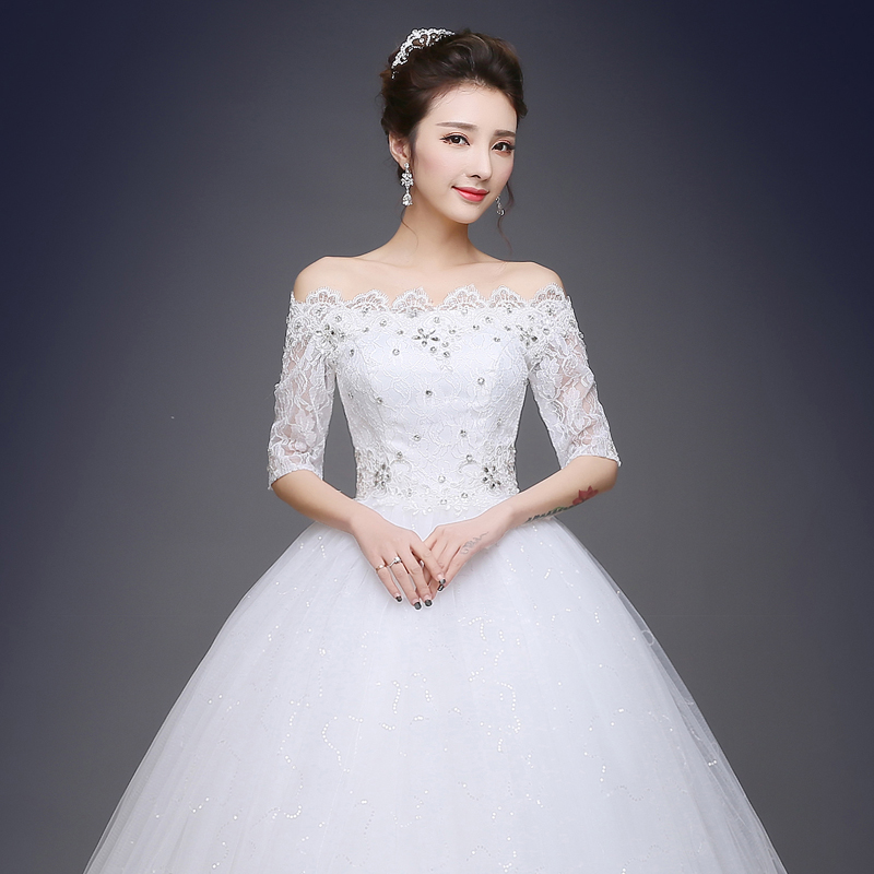 2020 new pattern Wedding dress Off Shoulder Lace Long sleeve Large Bandage pregnant woman Show thin Wedding dress summerin the Women's clothing/Boutique , Wedding/Cheongsam/Formal dress , Wedding  category - from Buy2taobao.com to provide professional Taobao agent buy service