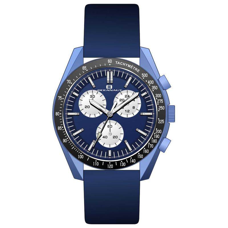代购OCEANAUT男士腕表计时世界时夜光测速皮带蓝色圆形防水商务