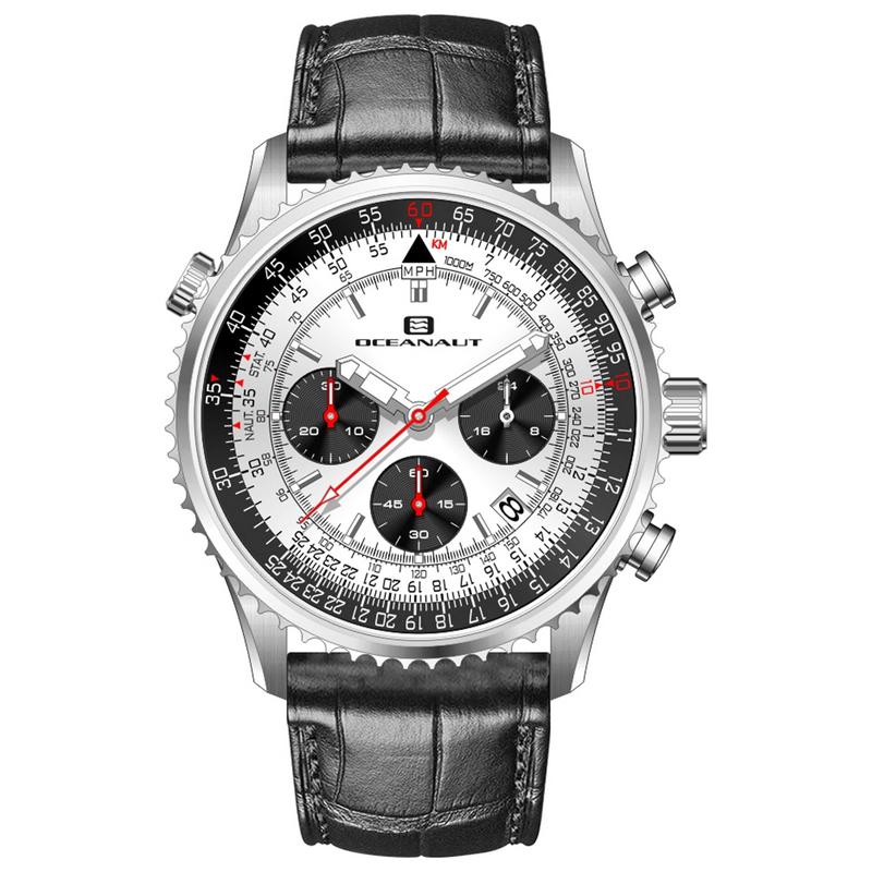 代购Revue Thommen梭曼男士腕表计时测速日期夜光钢壳皮带防水银