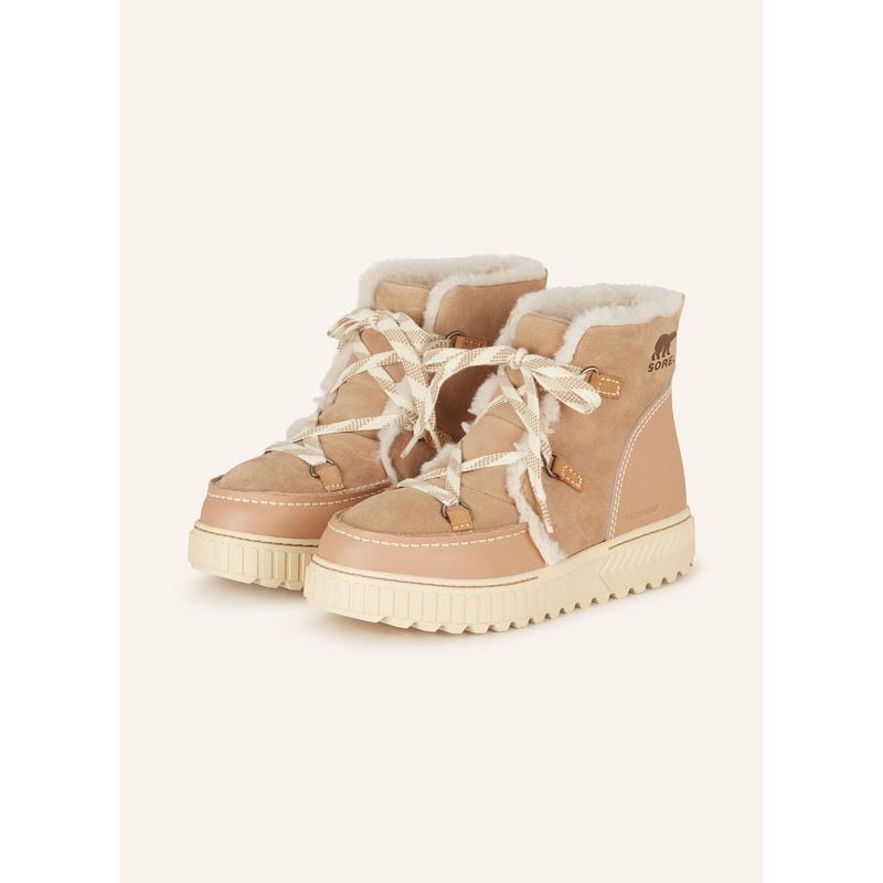 代购SOREL女士雪地靴保暖防滑耐磨轻便系带圆头毛绒内衬翻毛皮