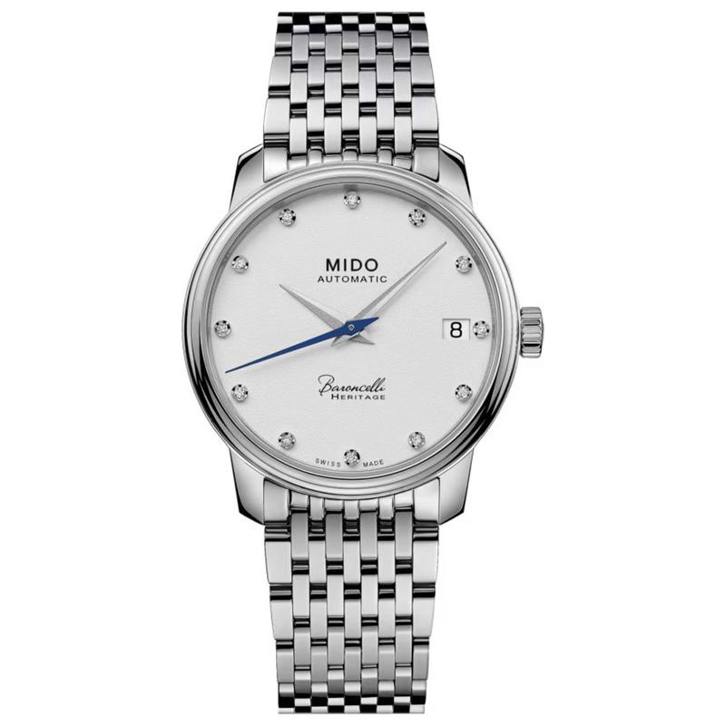 代购Mido美度女士腕表自动日期夜光瑞士机芯钢带防水钢壳蓝针