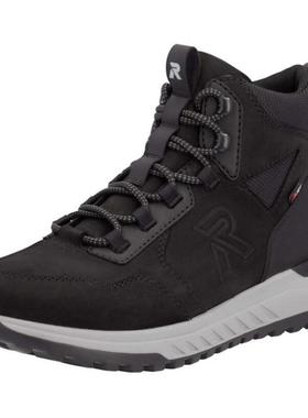 代购rieker男士登山鞋防水防污保暖耐磨黑色系带高帮Thermo登山