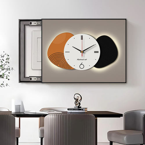 电表箱装饰画时钟现代简约遮挡电闸箱电源开关盒高级感挂画带钟表