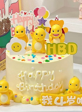 小奶龙蛋糕装饰摆件网红可爱胖胖龙蘑菇花朵儿童生日派对烘焙插件