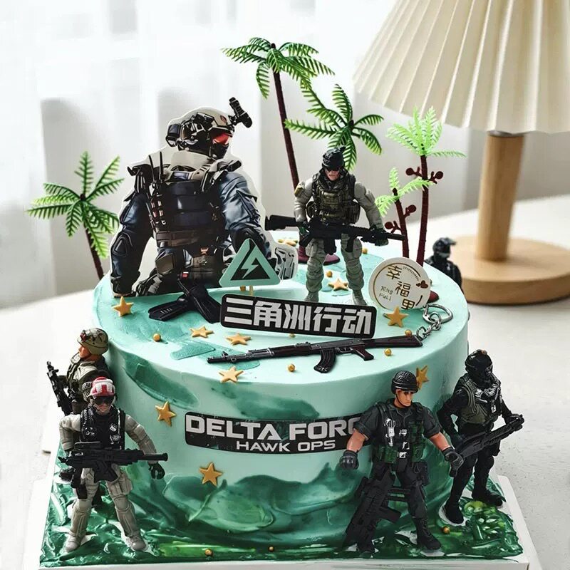 三角洲行动蛋糕装饰摆件特种兵武器装备游戏人物男生男神生日插件