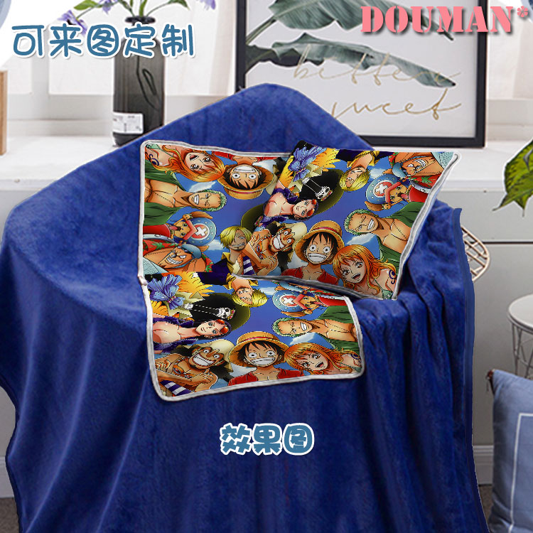 海贼王ONEPIECE路飞女帝罗索隆周边定制两用汽车午休毛毯抱枕被