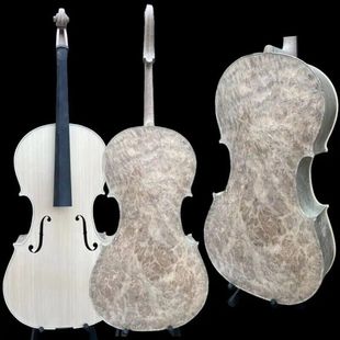 纯手工制作演奏级鸟眼枫木白色大提琴自然风干材料 畅想乐器