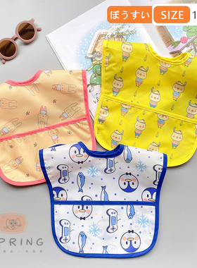 日单新品夏宝宝防水围兜儿童吃饭辅食大围嘴食饭兜超软轻薄口水兜