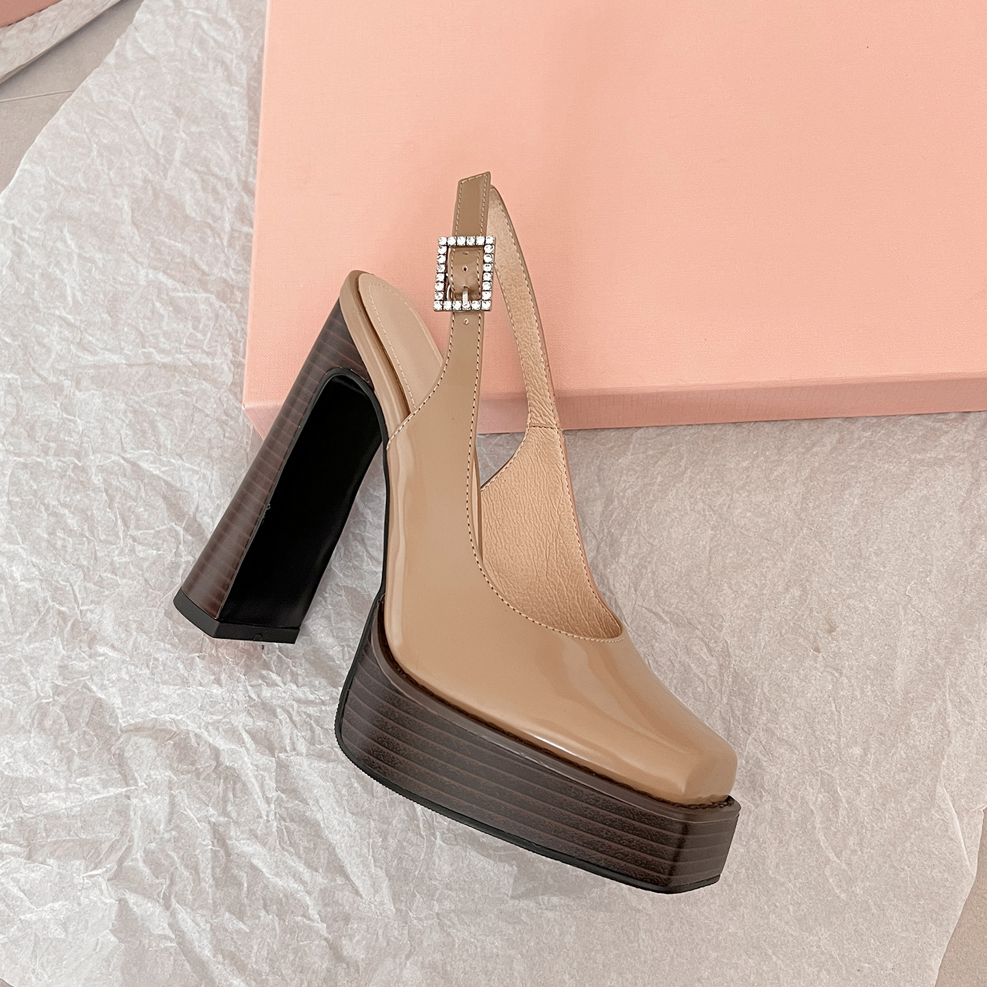 misili超高鞋方头浅口包头凉鞋