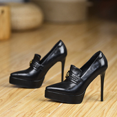 12cm小个子高跟鞋 2026春夏季 新款 misili尖头细跟单鞋 厚底真皮女鞋