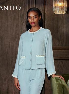 曼尼陀 Charlotte女士丝绒套装秋冬家居服可外穿优雅赫本风