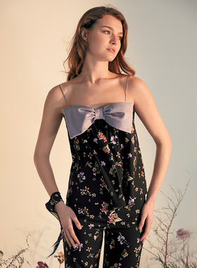 【EHouse】MANITO Butchart  真丝蝴蝶结吊带套装 桑蚕丝两件套