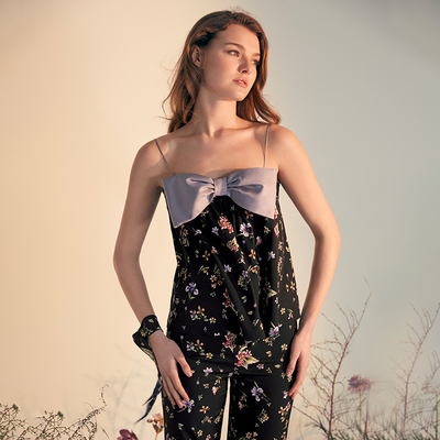 【EHouse】MANITO Butchart  真丝蝴蝶结吊带套装 桑蚕丝两件套