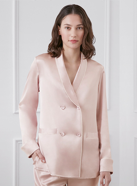 【EHouse】MANITO Blazer 女士真丝睡衣套装双排扣气质家居服