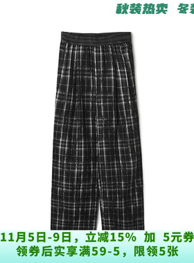 深圳南油CV0P0028松紧腰格纹长裤子休闲裤女11.25冬