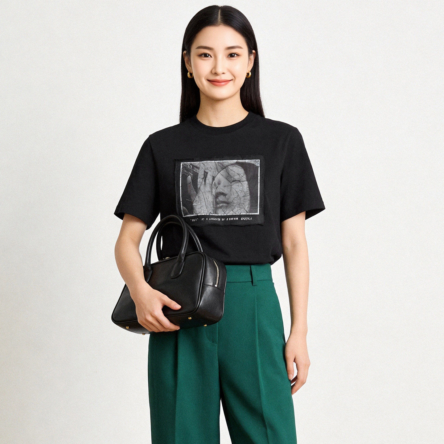 深圳南油CV0C0239百搭款人物印花上衣T恤女5.13夏
