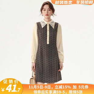 FM0A0003细碎花楹中裙高腰长袖 裙子连衣裙女1.4春