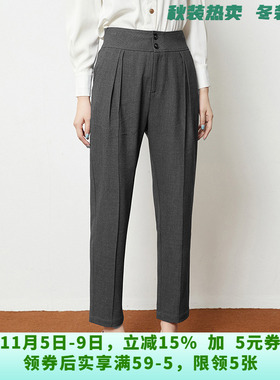 LR0P0033素雅通勤长裤高腰纯色裤子休闲裤女8.11秋