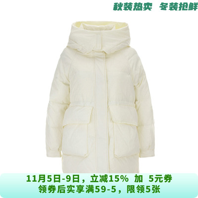 YR1B0148白鸭绒轻盈感中长款保暖羽绒服女11.26冬