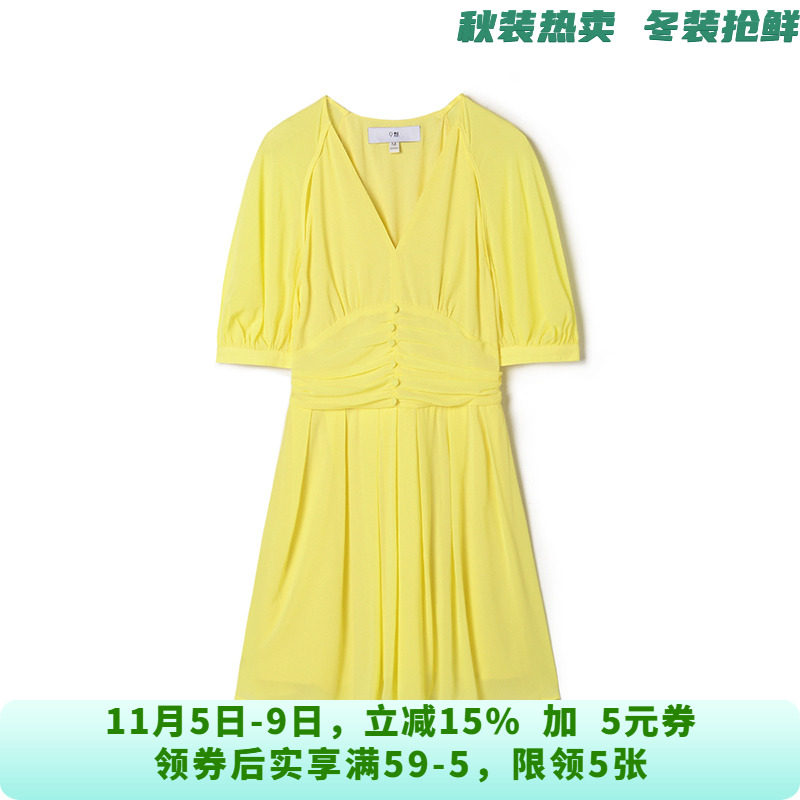 YM0A0029眀靓色调短裙高腰V领裙子连衣裙女4.14夏