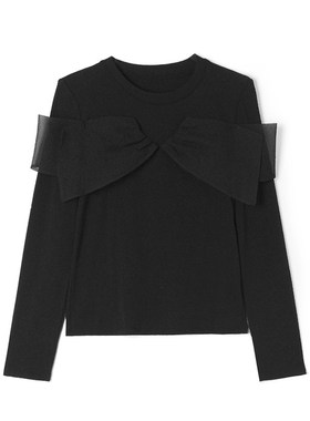 LH0C0001网纱拼接上衣套头长袖微弹T恤女1.16春