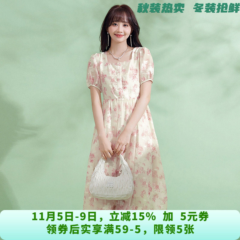 BY0A0038甜美减龄中长裙五分袖裙子连衣裙女4.23夏
