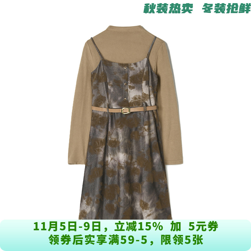 HD0U0007打底长袖上衣+吊带中裙两件套装女11.19冬