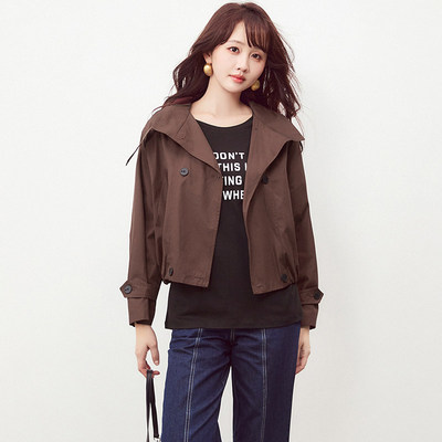 RX0K0003美式复古夹克上衣双排扣长袖外套女3.19春