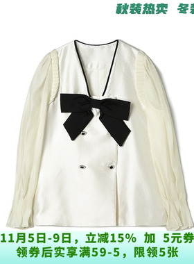 深圳南油NY0K0021拼色蝴蝶结上衣中长款外套女9.8秋