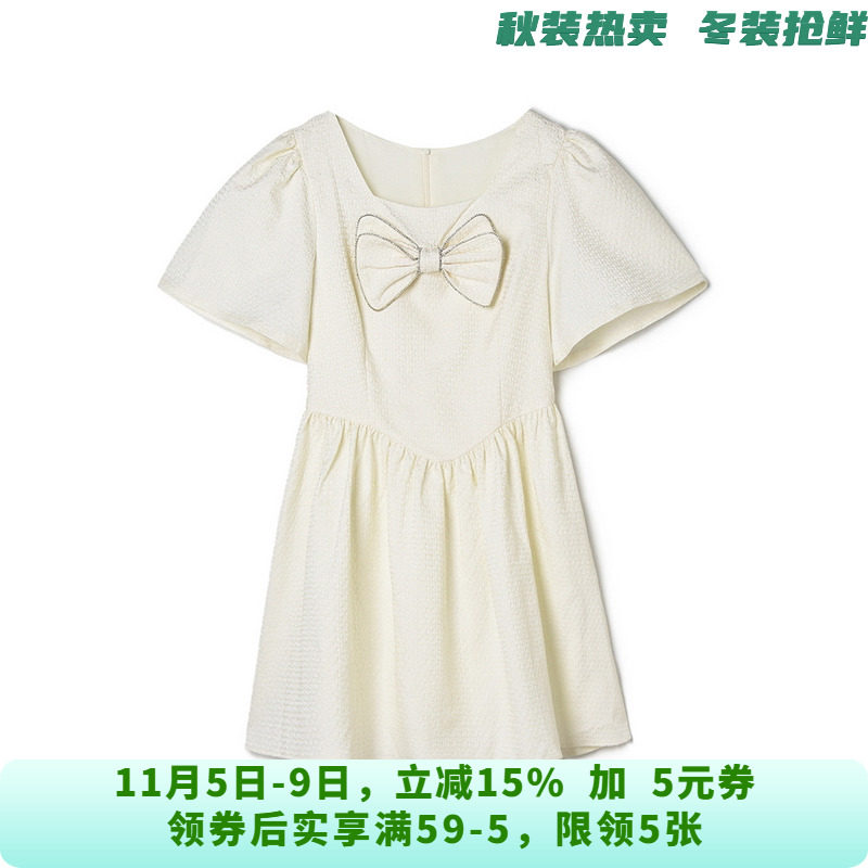 深圳南油NY0A0157甜美蝴蝶结短裙连衣裙女5.28夏