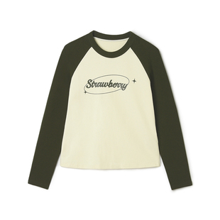 高端UK0C0002美式 上衣T恤女12.15春 插肩拼色长袖