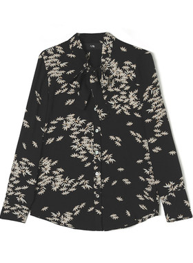 WM0D0009素雅印花中长款上衣宽松遮肉衬衫女3.4春