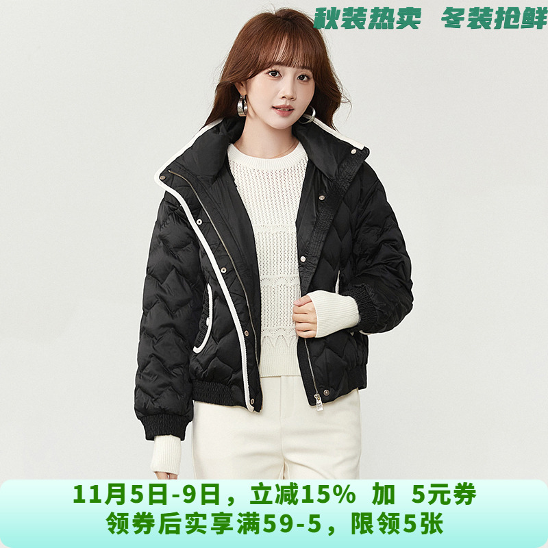 高端GF1B0029小个子立领白鸭绒羽绒服女11.25冬