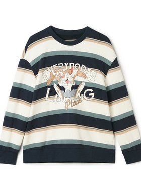 高端UK0L0004青春时尚条纹上衣长袖卫衣女12.15春