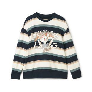 高端UK0L0004青春时尚 卫衣女12.15春 条纹上衣长袖