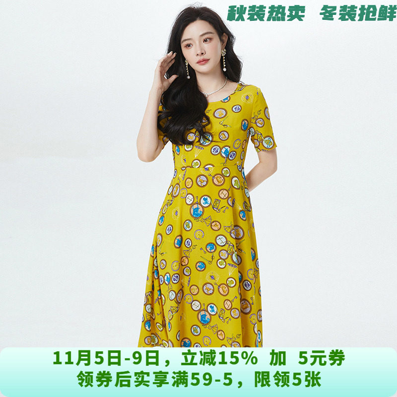 深圳南油NY0A0469可爱印花中长裙连衣裙女6.2夏