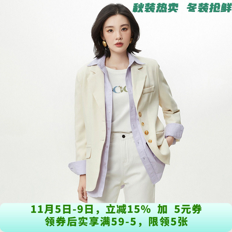 YJ0K0008韩版优雅长袖上衣高级感西装外套女9.10秋