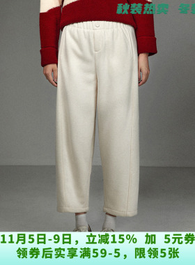 UE0P0002松紧腰长裤纯色加绒裤子休闲裤女10.12冬