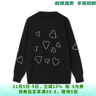 MS0H0113可爱爱心图案上衣套头微弹打底毛衣女11.1冬