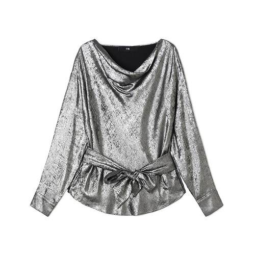 深圳南油TT0D0021简洁轻奢上衣系腰带衬衫女12.19春